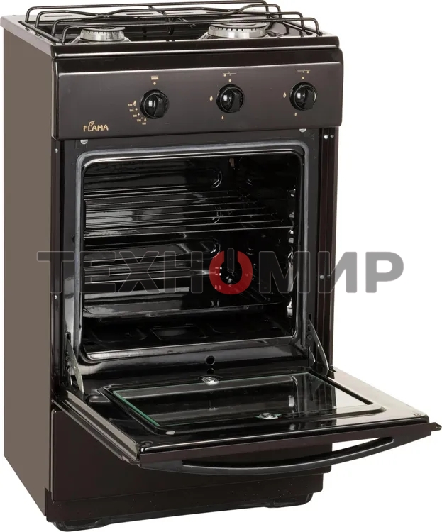 Плита газовая Flama CG 3202 B коричневый, конфорок 2 шт, духовка 30 л, 50 см x 85 см x 35 см