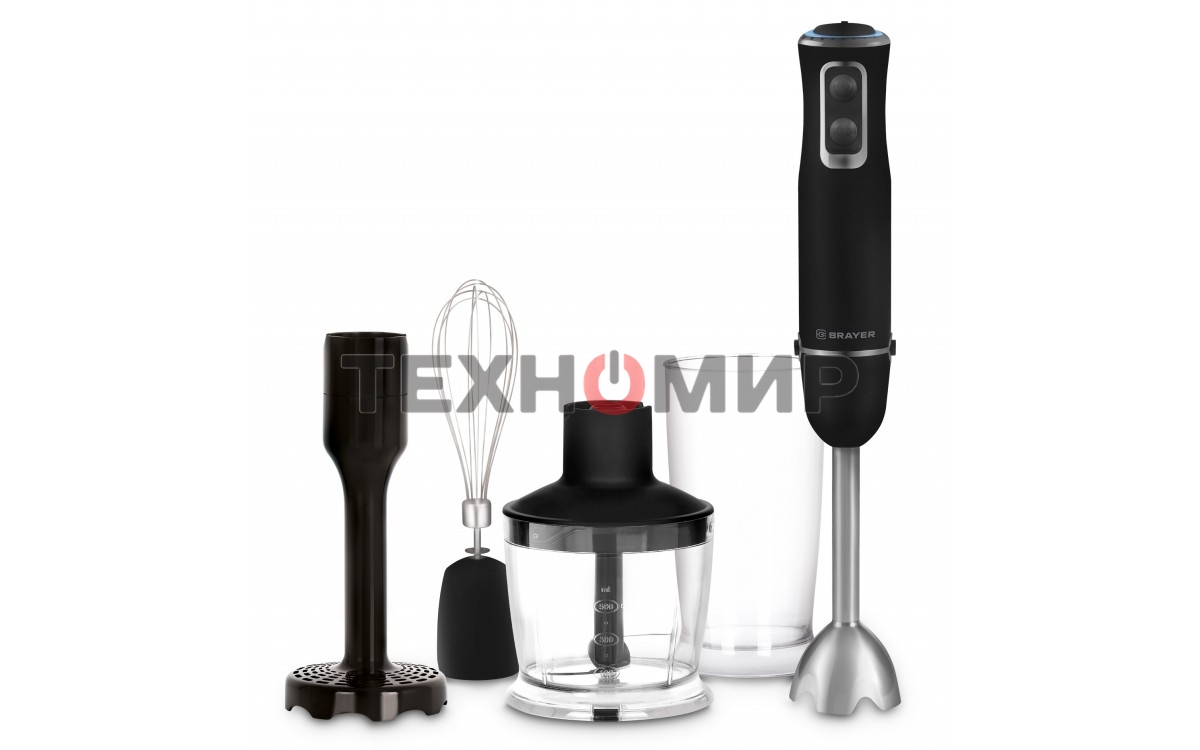 Блендер погружной BRAYER BR1247 1000 Вт, 5 скорост, турбореж, изм 500 мл, стак 600 мл, венчик
