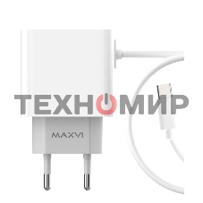 Сетевое зарядное устройство Maxvi CHL-240T 2.4A, with Type-C cable, белый