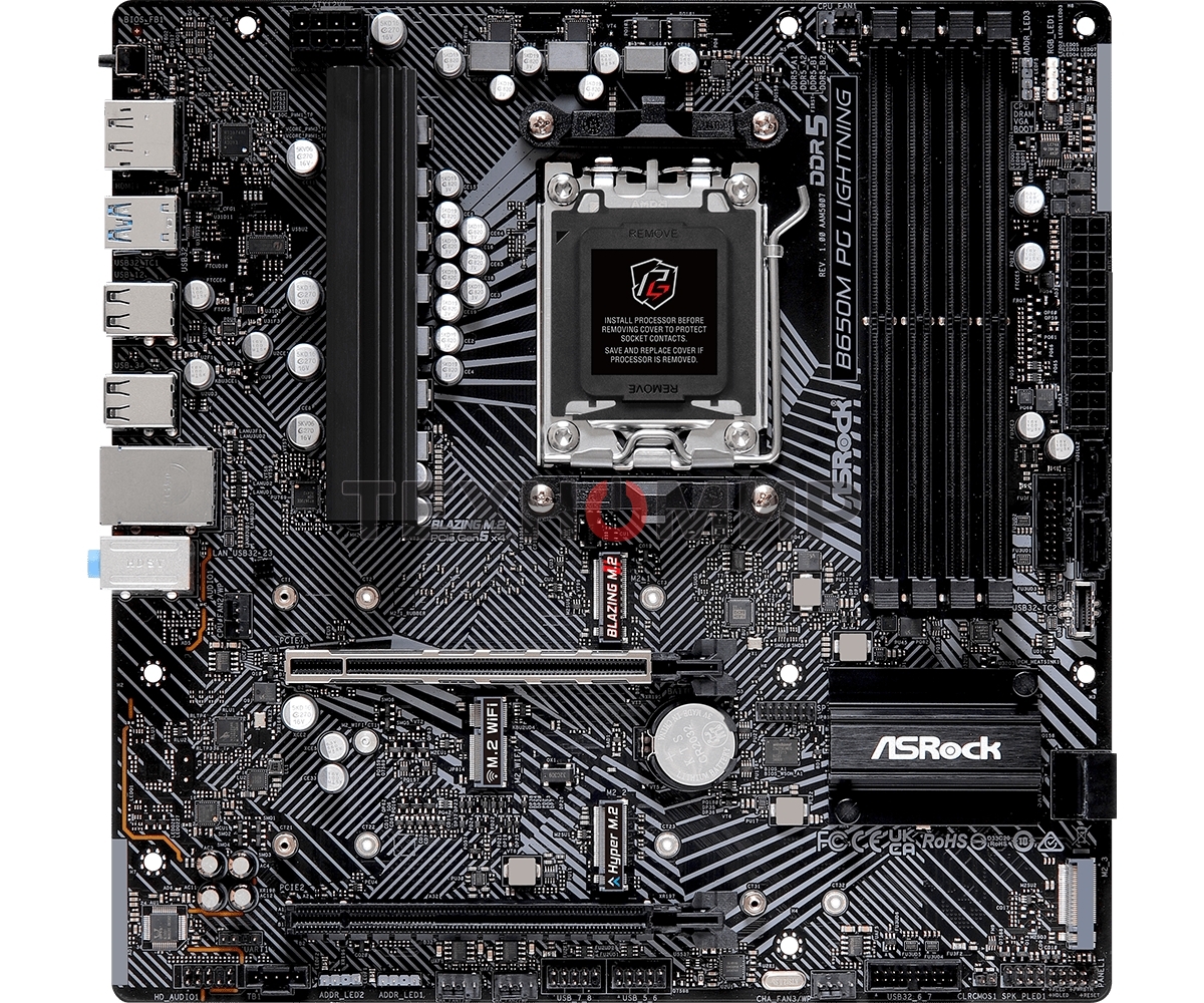Материнская плата ASRock B650M PG Lightning, AM5, AMD B650, 4xDDR5, 4xSATA, 3xM.2, 1xPCIe 3.0 x4, 1xPCIe 4.0 x16, 1xDP, 1xHDMI, 1x2.5Gb LAN, 1xUSB 3.2 Gen 2, 2xUSB 3.2 Gen 1, 4xUSB 2.0, 3x3.5 мм, 7.1, Micro-ATX