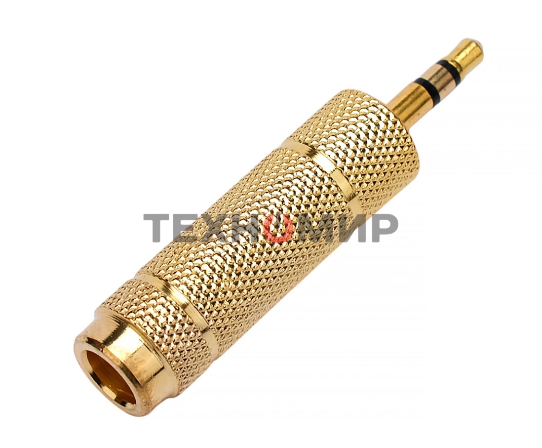 Аудио переходник Cablexpert A-35M-63F, Jack3.5(M) на Jack6.3(F) стерео, золотой, пакет