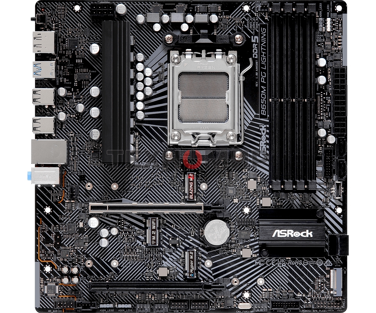 Материнская плата ASRock B650M PG Lightning, AM5, AMD B650, 4xDDR5, 4xSATA, 3xM.2, 1xPCIe 3.0 x4, 1xPCIe 4.0 x16, 1xDP, 1xHDMI, 1x2.5Gb LAN, 1xUSB 3.2 Gen 2, 2xUSB 3.2 Gen 1, 4xUSB 2.0, 3x3.5 мм, 7.1, Micro-ATX
