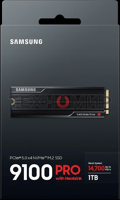 Накопитель SSD 1Tb Samsung 9100 PRO, M.2, PCI-E 5.0 x4, TLC 3D NAND R/W - 14800/13400 Mb/s с радиатором