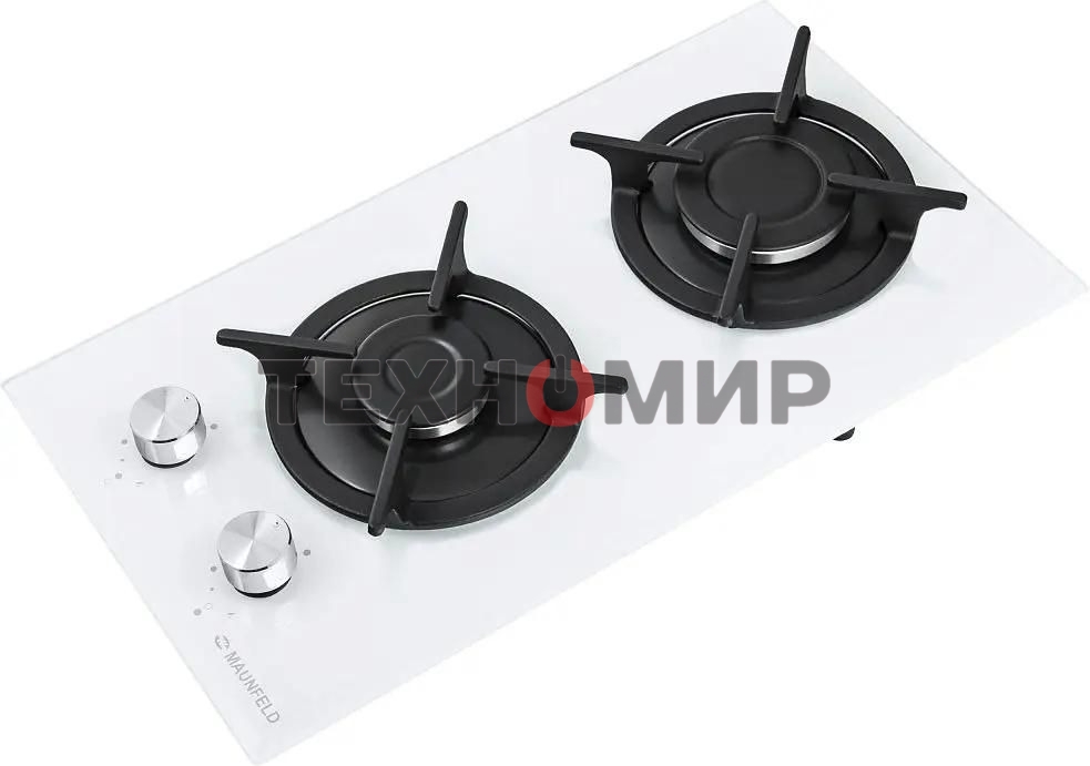 Газовая варочная панель Maunfeld EGHG.32.1CW/G, 2 конфорки, закаленное стекло, белый