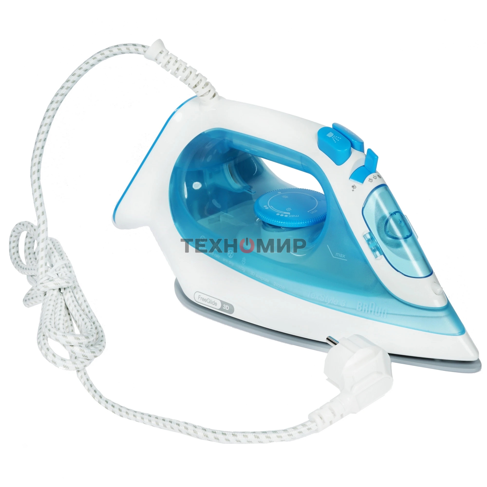 Утюг Braun SI3053BL голубой/белый, 2400 Вт, 45 г/мин, 170 г/мин, 270 мл