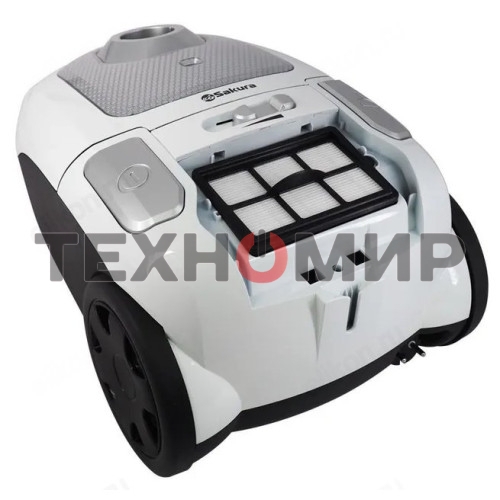 Пылесос Sakura SA-8316W черный/белый, 450/2400 Вт, уборка сухая, пылесборник мешок 4 л