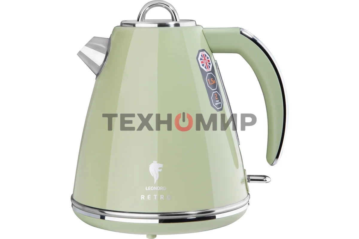 Чайник электрический LEONORD LE-1906/2 RETRO, 2200 Вт, 1.5 л, оливковый
