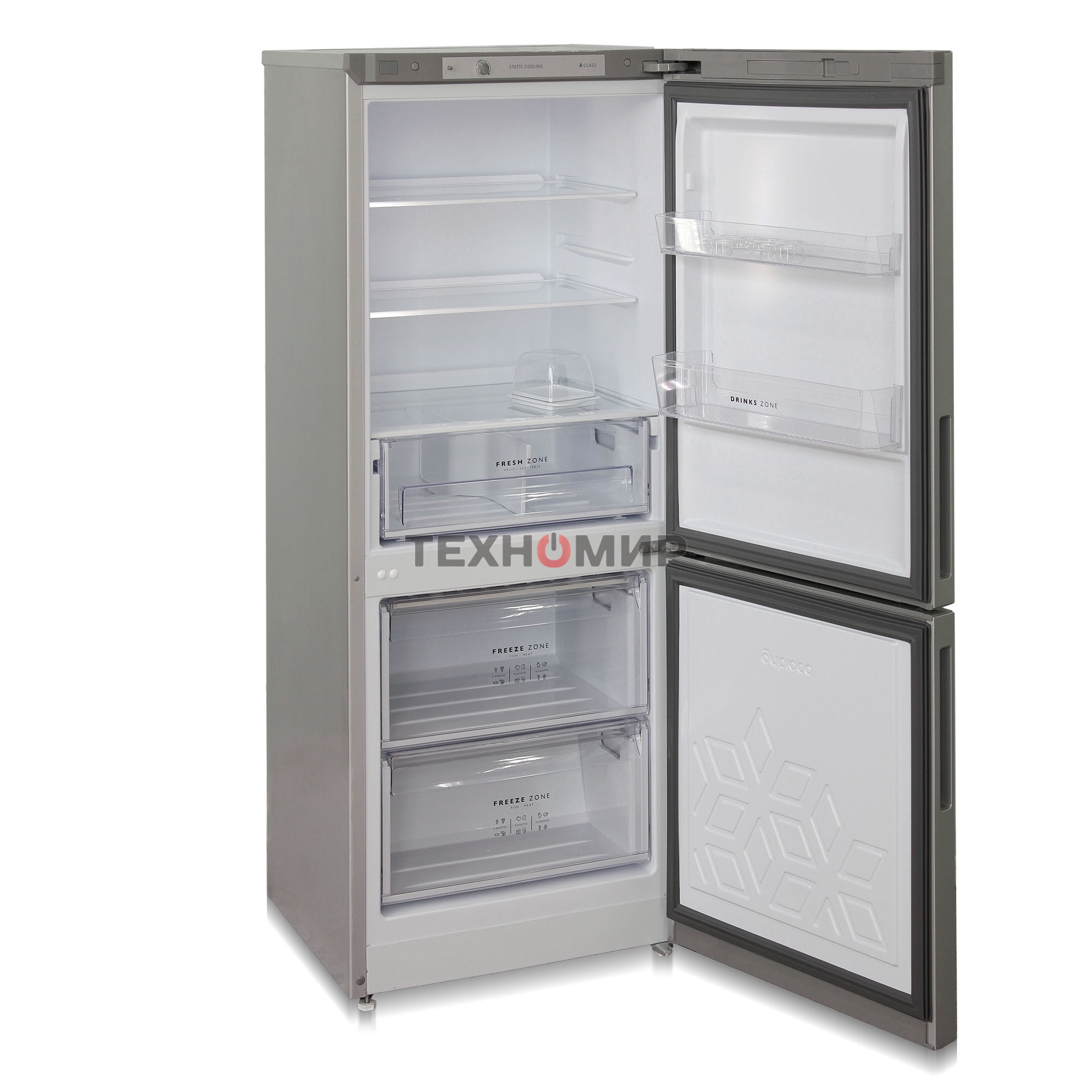Холодильник Бирюса M6141 металлик двухкамерный 165/60л морозилка снизу