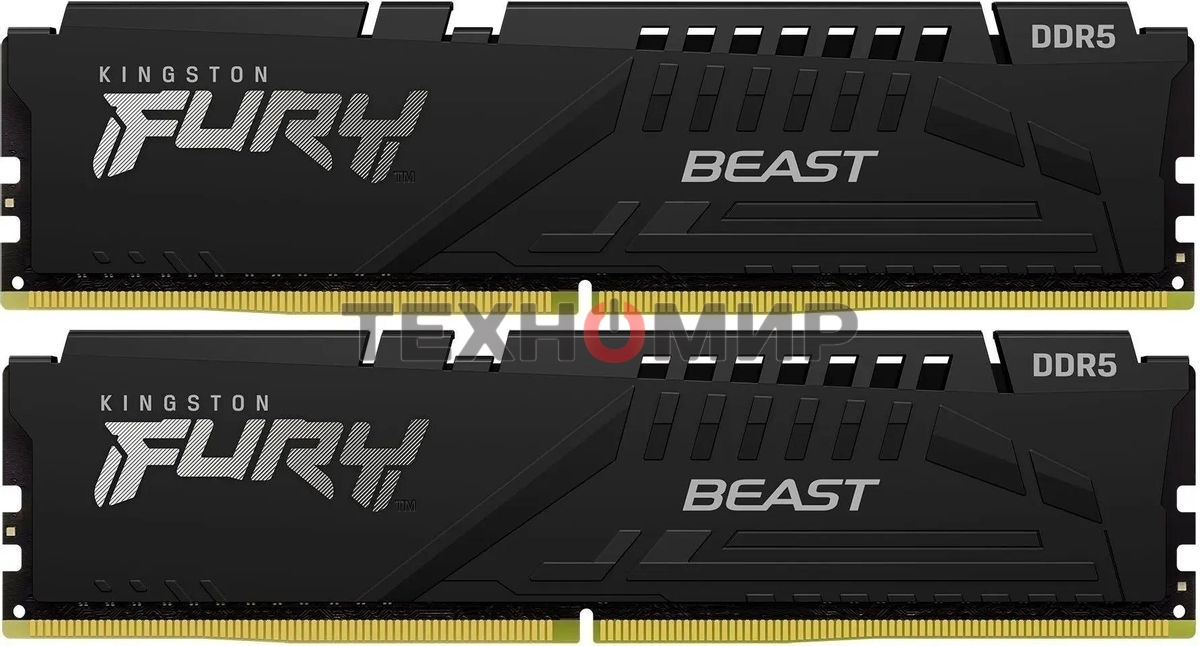Оперативная память Kingston Fury Beast, DDR5, 32Gb (2x16Gb), 6000MHz, CL36, DIMM, с радиатором, черный