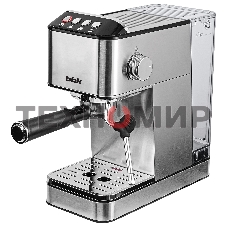 Кофеварка рожковая BBK BCM1501 нержавеющая сталь/черный, исп. кофе - молотый, 1.7 л, 1200 Вт, 20 бар