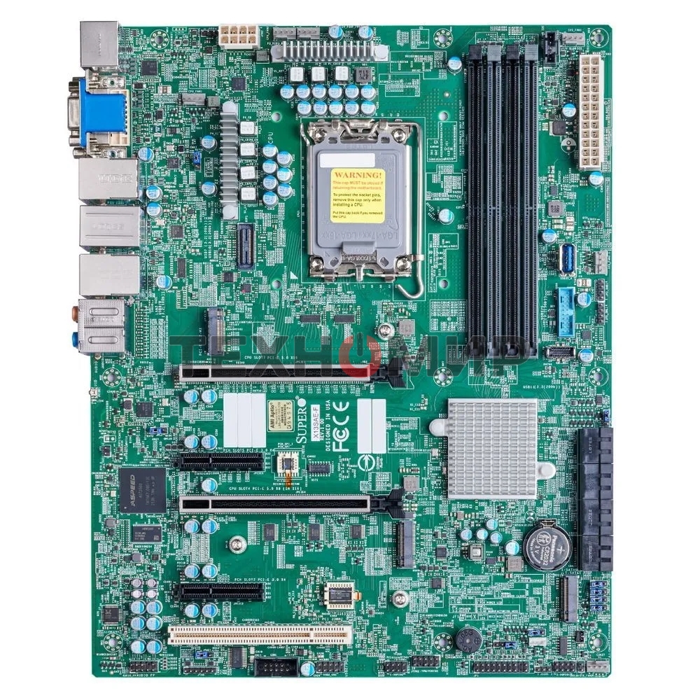 Материнская плата серверная Supermicro MBD-X13SAE-F-B, LGA 1700, Intel W680, 4xDDR5 ECC/non-ECC, 8xSATA-III, 3xM.2 PCIe, 2xPCI-E 5.0 x16, 2xPCI-E x4, 2xGigabit LAN, 1x2.5Gb LAN, 4xUSB-A 3.2 Gen 2, 1xUSB-C, 1xVGA, 1xDVI-D, 1xDP, 1xHDMI, ATX