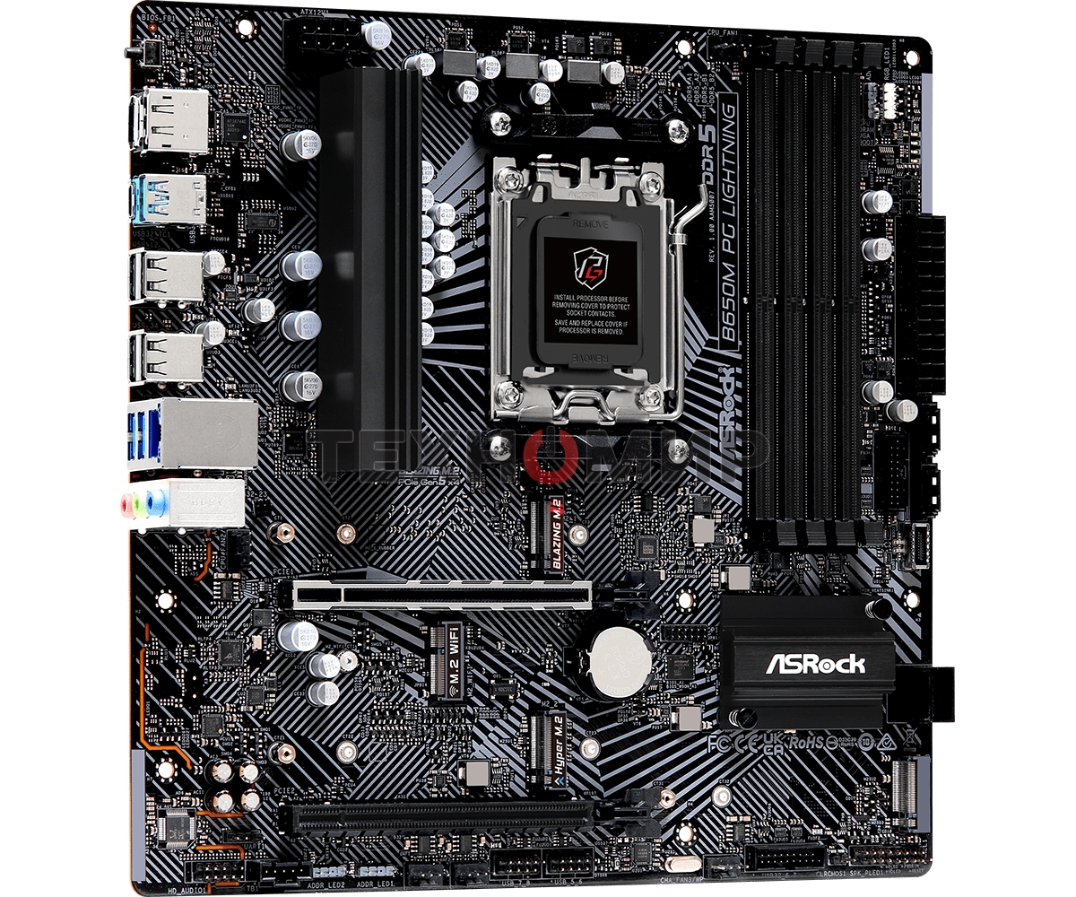 Материнская плата ASRock B650M PG Lightning, AM5, AMD B650, 4xDDR5, 4xSATA, 3xM.2, 1xPCIe 3.0 x4, 1xPCIe 4.0 x16, 1xDP, 1xHDMI, 1x2.5Gb LAN, 1xUSB 3.2 Gen 2, 2xUSB 3.2 Gen 1, 4xUSB 2.0, 3x3.5 мм, 7.1, Micro-ATX