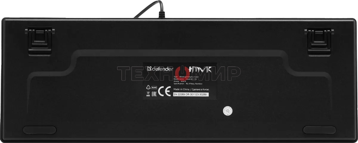 Клавиатура проводная Defender Hawk GK-418, USB, черный/белый