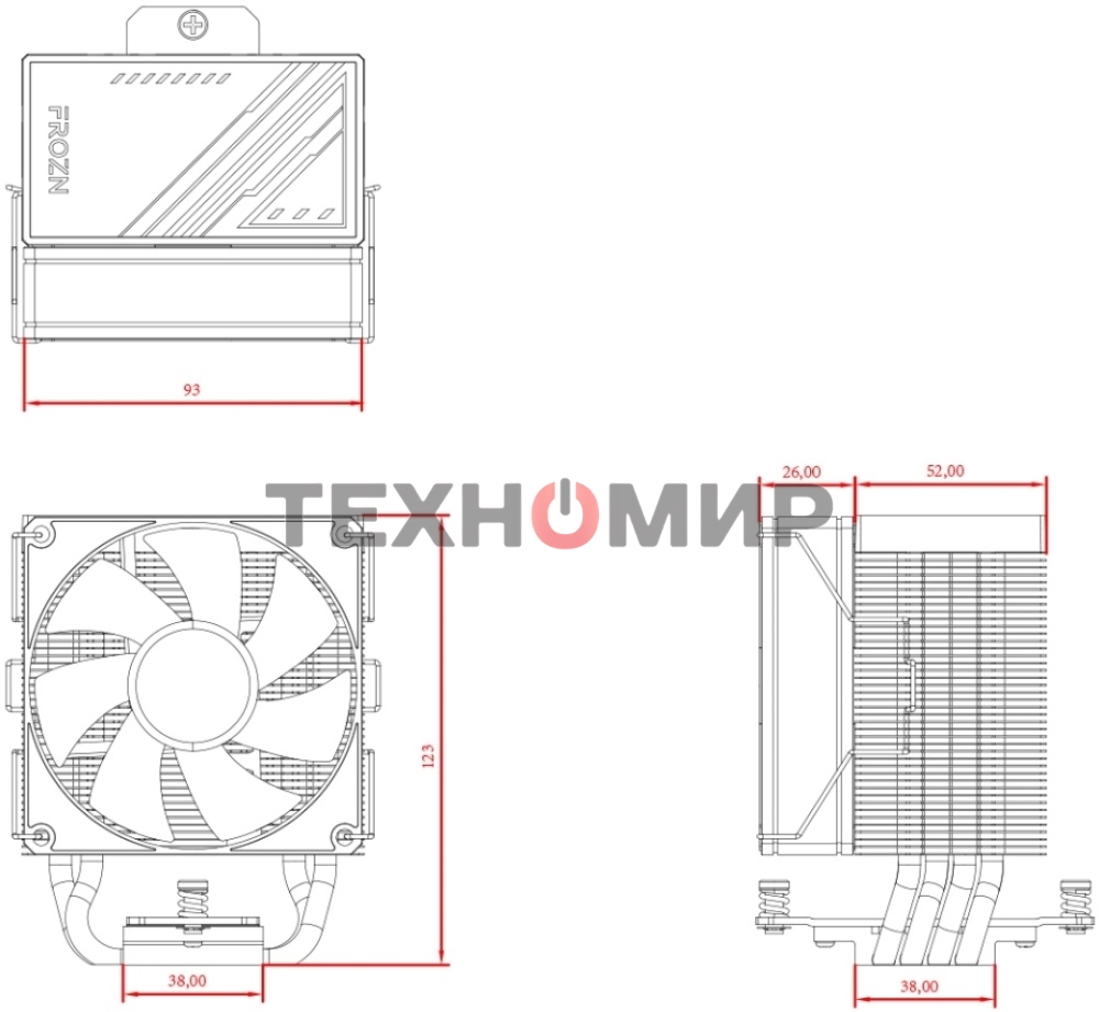 Кулер Cooler ID-Cooling FROZN A400 ARGb черный 92мм алюминий+медь 2200rpm 25.8db 4-pin 180W 123мм