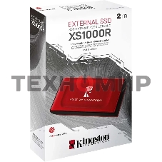 Внешний SSD Kingston XS1000, 2TB, USB 3.2 Gen 2 Type-C, R/W 1050/1000, красный