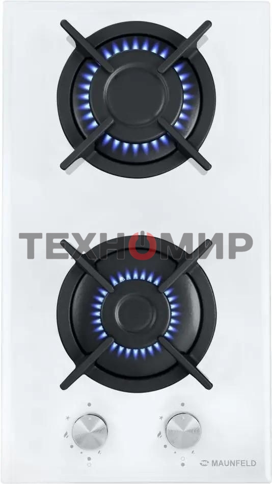 Газовая варочная панель Maunfeld EGHG.32.1CW/G, 2 конфорки, закаленное стекло, белый