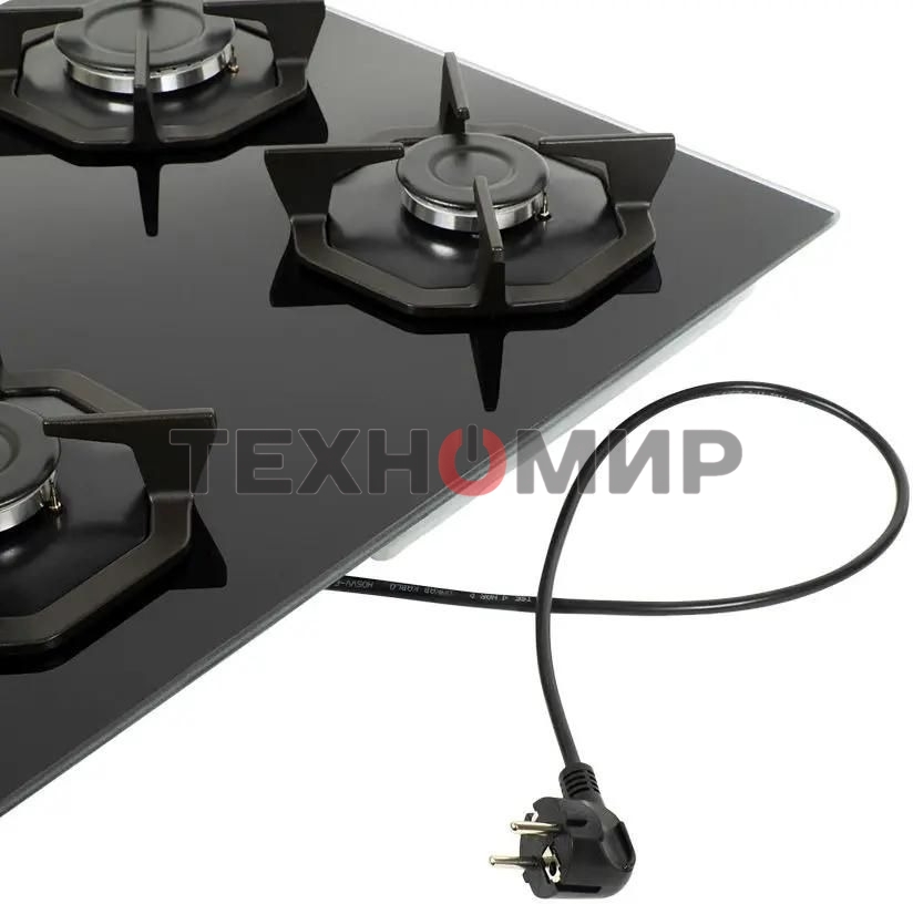 Газовая варочная панель Maunfeld EGHG.64.2CB/G, 4 конфорки, закаленное стекло, черный