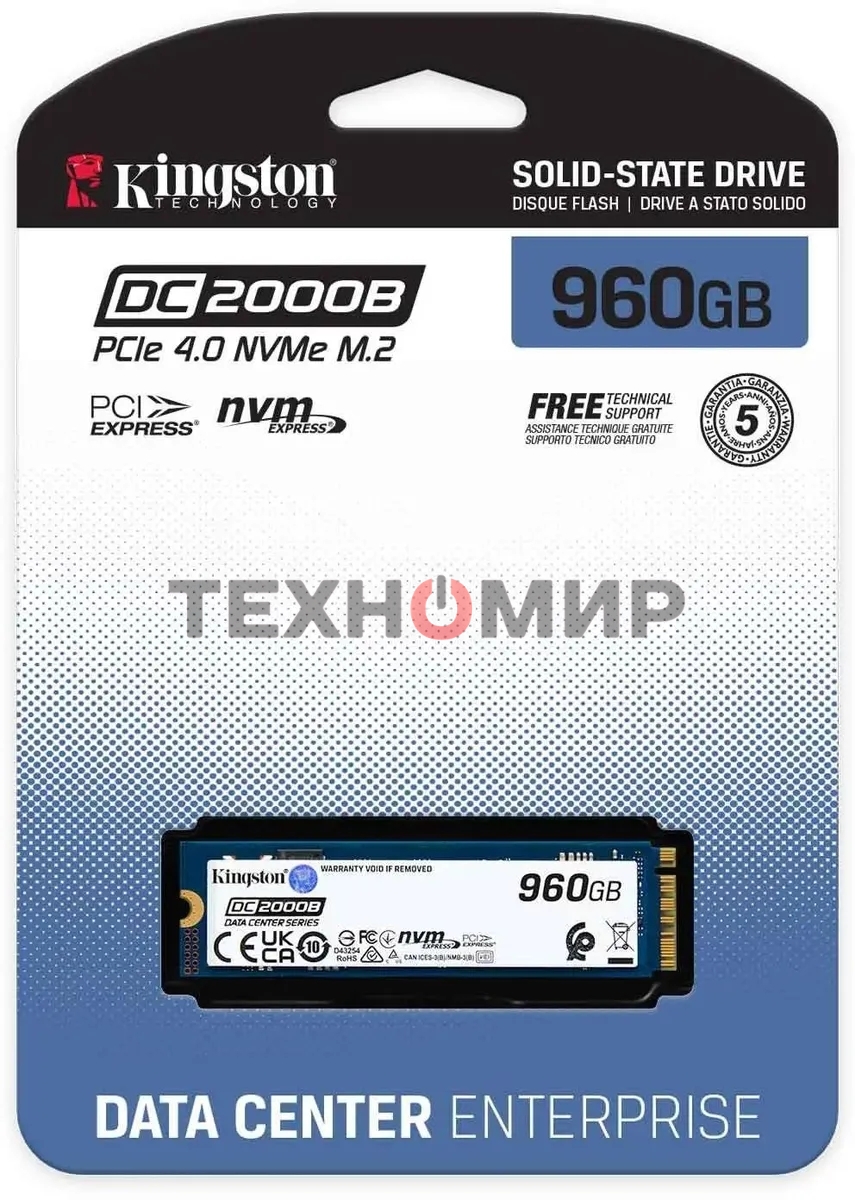 Накопитель SSD Kingston PCIe 4.0 x4 960Gb SEDC2000BM8/960G DC2000B M.2 2280 0.4 DWPD