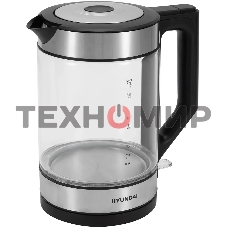 Чайник электрический Hyundai HYK-G3509 1.7 л, 2200 Вт, черный/прозрачный корпус: стекло/пластик