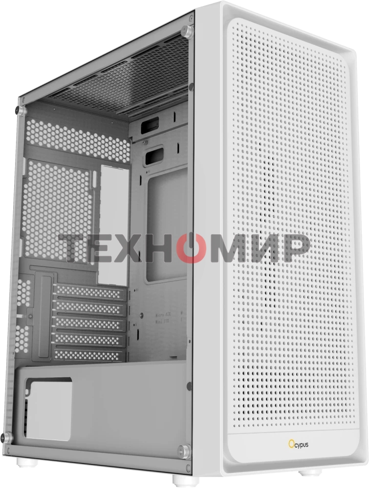 Компьютерный корпус Ocypus Gaммa C50 без БП белый (Gaммa-C50-WHG000XX-GL)