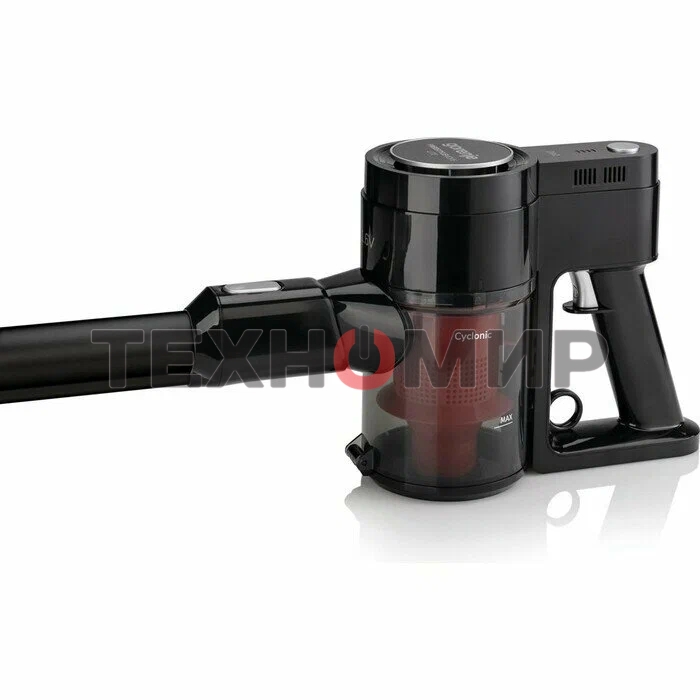 Пылесос вертикальный Gorenje SVC216FMLBKII черный, питание от аккумулятора, 121 Вт, уборка сухая, пылесборник 0.5 л, работа от АКБ max - 45 мин