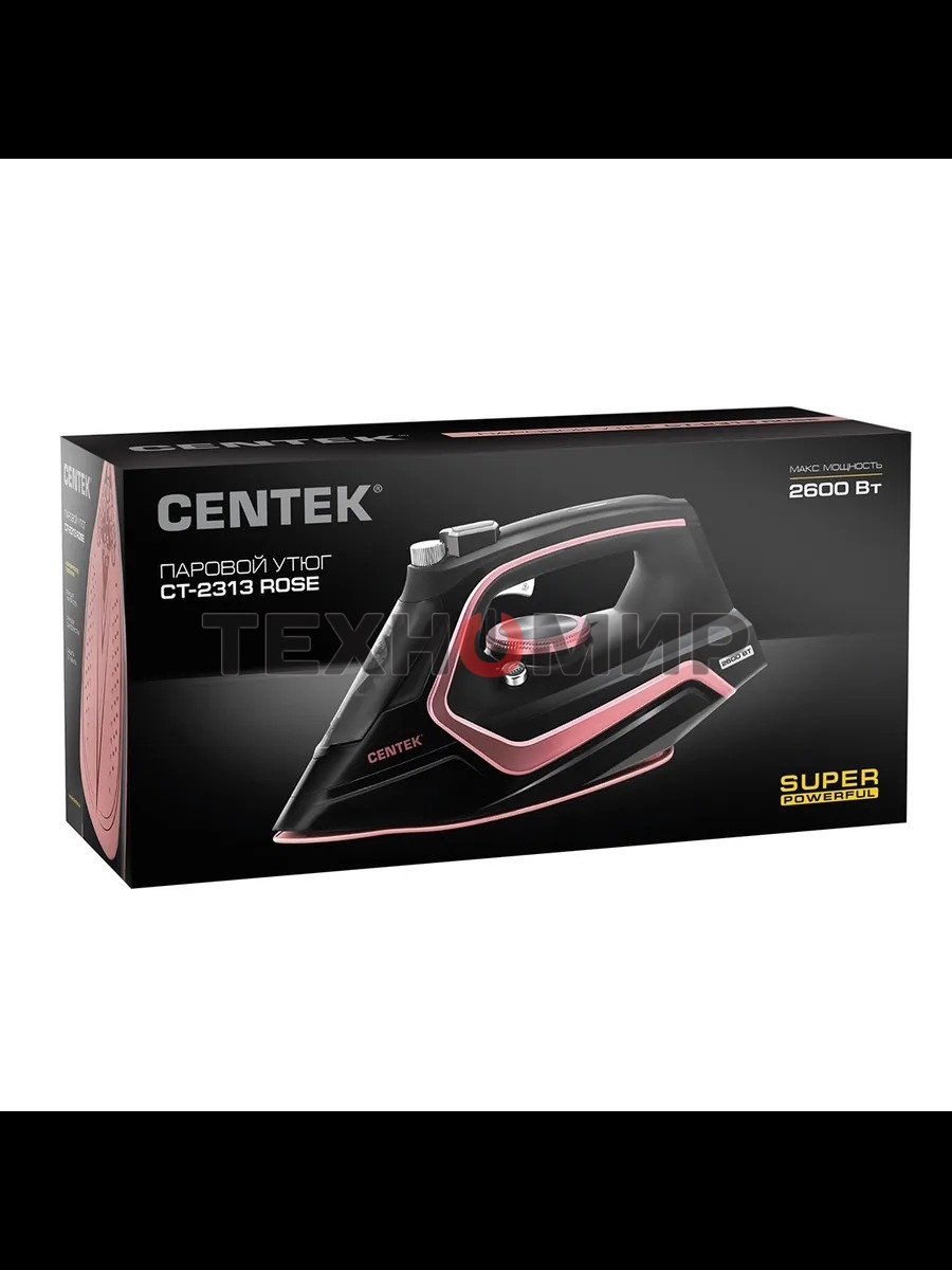 Утюг Centek CT-2313 розовый/черный, 2400 Вт, 50 г/мин, 185 г/мин, 350 мл