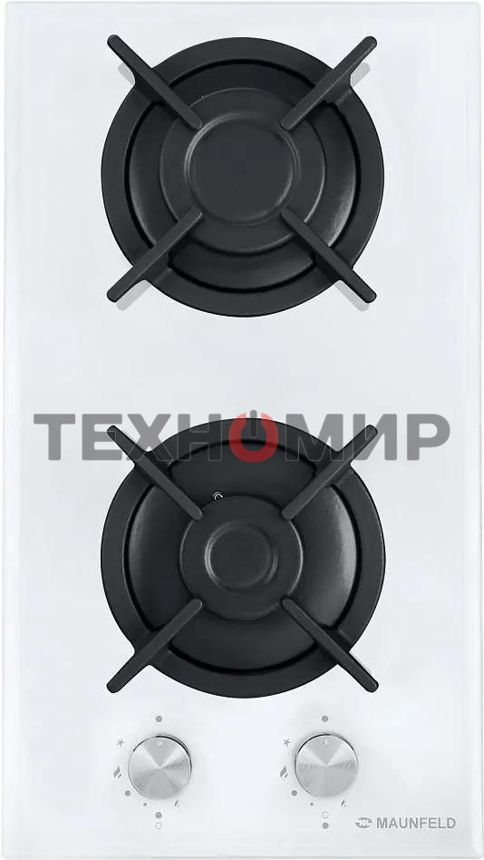 Газовая варочная панель Maunfeld EGHG.32.1CW/G, 2 конфорки, закаленное стекло, белый