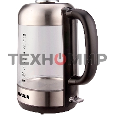 Чайник электрический Hyundai HYK-G4034 1.8л. 2200Вт черный/прозрачный (корпус: стекло)