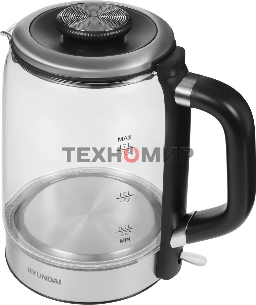Чайник электрический Hyundai HYK-G5501 1.7 л, 2200 Вт, серебристый/черный
