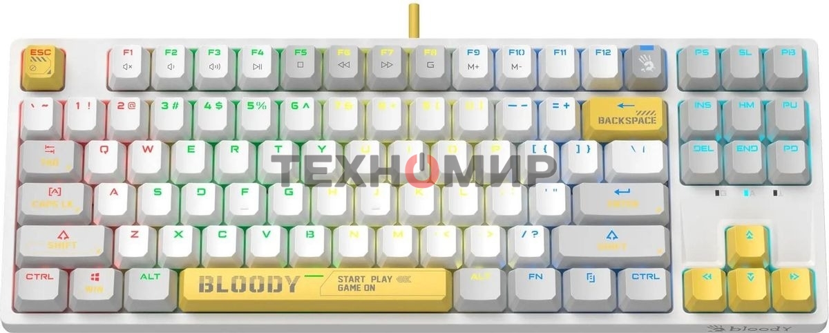 Клавиатура проводная A4Tech Bloody S87 Energy (S87 USB ENERGY WHITE) USB белый/желтый