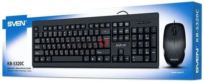 Комплект клавиатура + мышь SVEN KB-S320C клавиатура и мышь черные (USB, 105 кл, 4 кнопки, 1000 dpi)