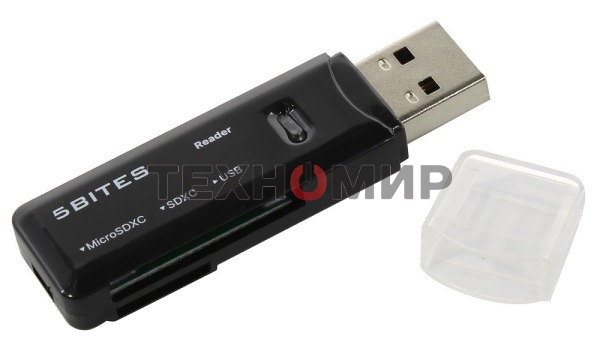 Кард-ридер 5bites RE3-200BK/черный/SDXC/SDHC/SD/microSDXC/microSDHC/microSD/USB 3.0/пластиковый