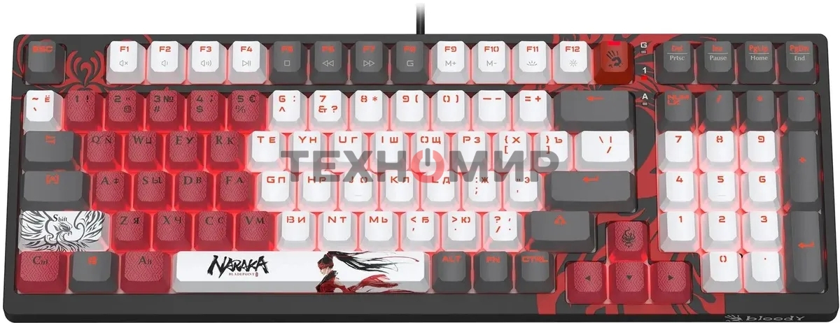 Клавиатура A4Tech Bloody S98 Naraka BLMS Plus проводная, USB Type-A, чёрный/красный