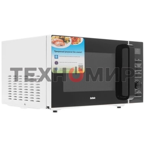 Микроволновая печь BBK 25MWS-970T/WB белый, 25 л, 900 Вт, переключатели - кнопки, поворотный механизм
