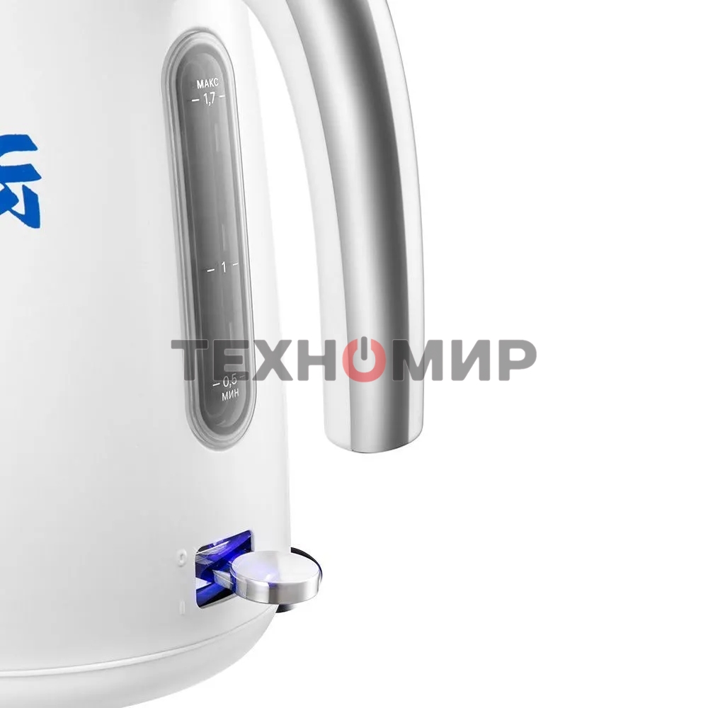 Чайник электрический Kitfort КТ-6772 1.7 л, 2200 Вт, белый/синий корпус: металл/пластик