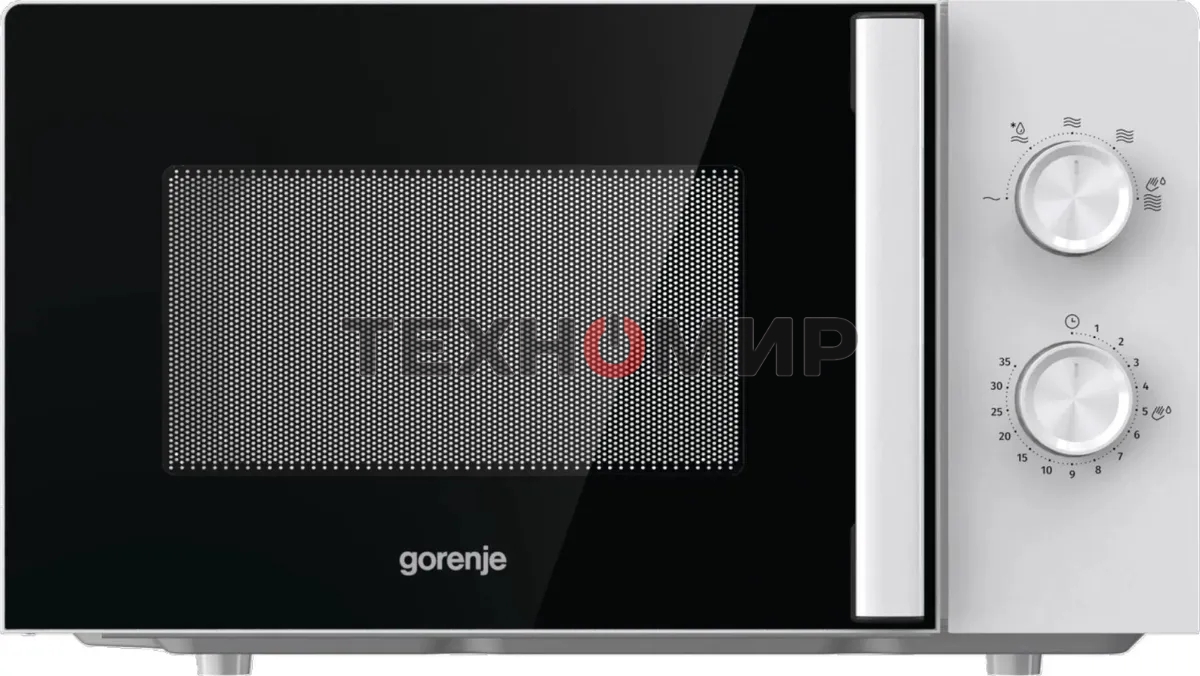 Микроволновая печь Gorenje MO20E1WH белый, 20 л, 800 Вт, переключатели - поворотный механизм