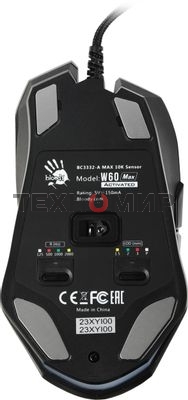 Мышь проводная A4Tech Bloody W60 Max серый/черный, 10000 dpi, USB, кнопки - 10