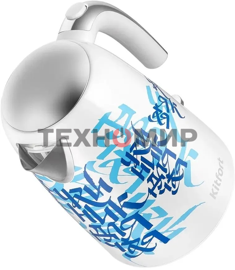 Чайник электрический Kitfort КТ-6772 1.7 л, 2200 Вт, белый/синий корпус: металл/пластик