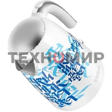 Чайник электрический Kitfort КТ-6772 1.7 л, 2200 Вт, белый/синий корпус: металл/пластик