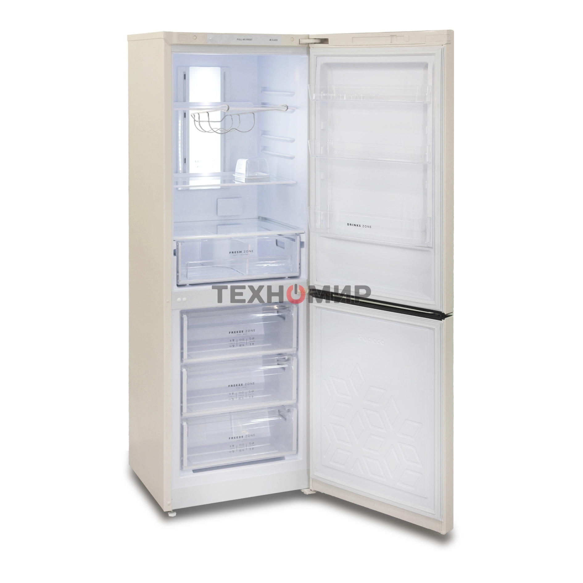 Холодильник Бирюса B-G920NF бежевый двухкамерный 210/100 л морозилка снизу, No Frost