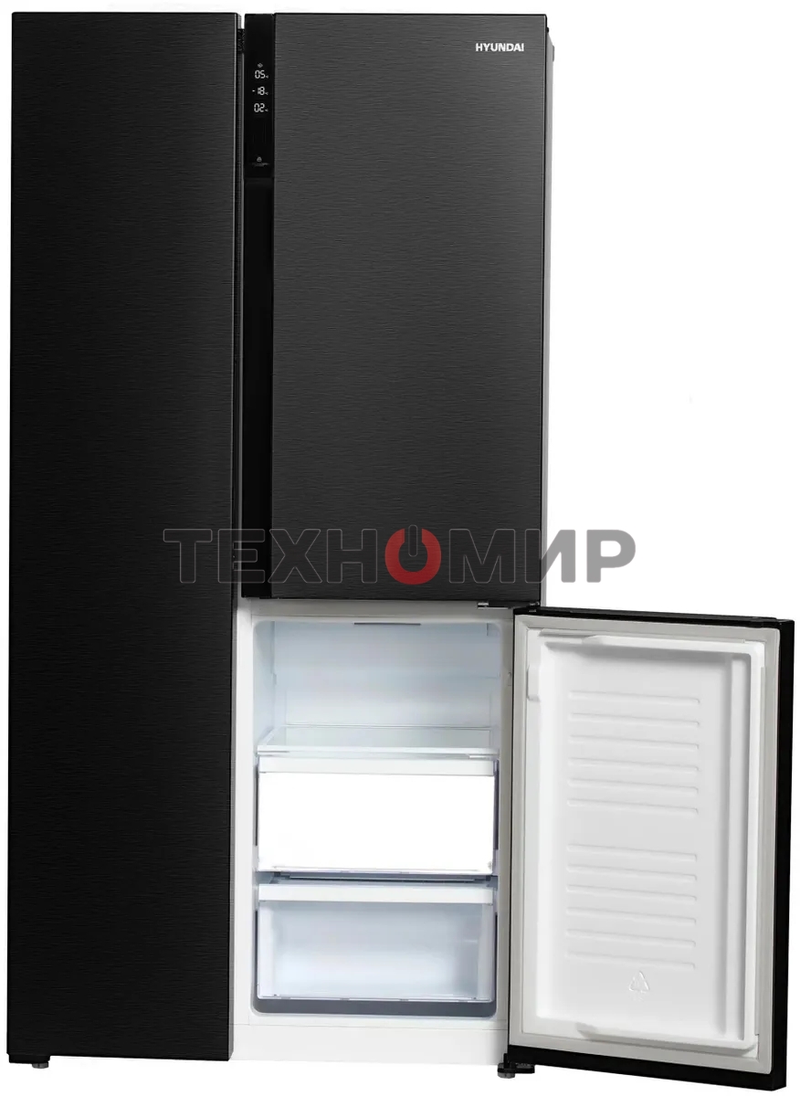 Холодильник Hyundai CS5073FV графит трехкамерный инвертер Side by Side 292/167л морозилка сбоку