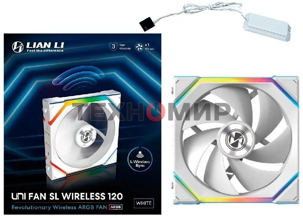 Вентилятор для корпуса Lian Li Uni Fan SL Wireless 120 ARGb белый, 120 мм, 2000 об/мин, 28.5 дБ, 4 pin
