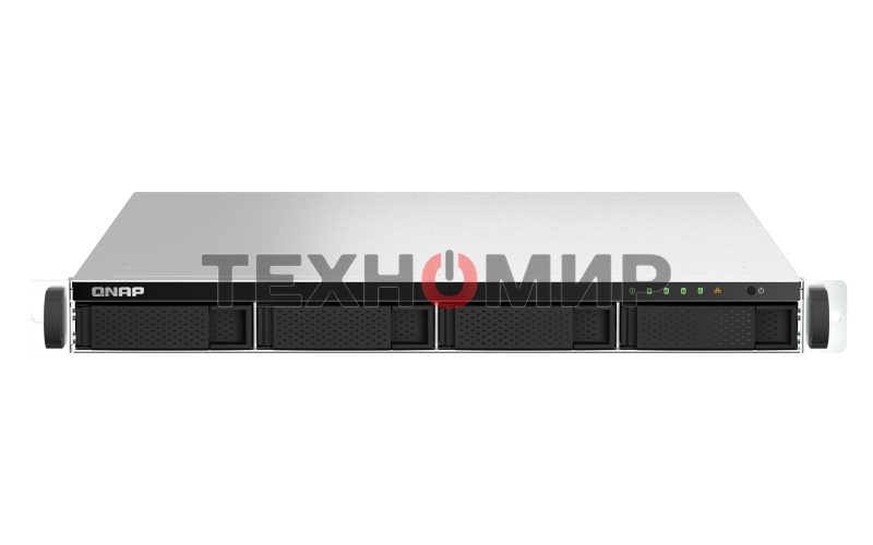 Сетевое хранилище SMB QNAP TS-464U-8G NAS 4 HDD trays, rackmount 1U, 1 PSU. 4-core Intel Celeron N5105/N5095 2.0-2.9 GHz, 8 Gb RAM MAX, 2x2.5GbE, 2xUSB 3.2 Gen 2 (10Gbps), 2xUSB 2.0, 1xHDMI, PCIe Gen 3 x2, W/o rail kit RAIL-B02