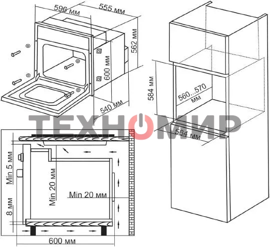 Духовой шкаф электрический Hyundai 6006.03 BG черное стекло