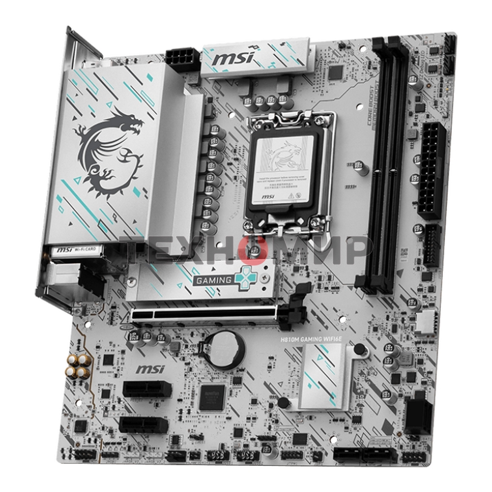 Материнская плата MSI H810M GAMING WIFI6E, LGA1851, Intel H810, 2xDDR5, 4xSATA, 1xM.2, 1xPCIe 5.0 x16, 2xPCIe 3.0 x1, 1xDP, 1xHDMI, 1x5Gb LAN, Wi-Fi 6E, Bluetooth 5.3, 1xUSB-C 20Gbps, 2xUSB-A 5Gbps, 4xUSB-A 2.0, 3x3.5 мм, 7.1, mATX