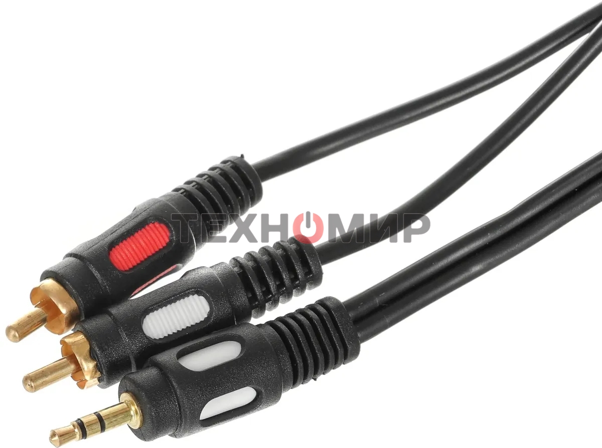 Кабель-переходник акустический Premier 5-134 Jack 3.5 (m)/2хRCA (m) 3м. позолоч.конт. черный