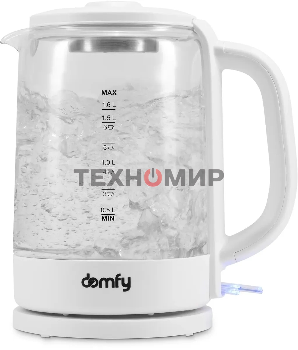 Чайник электрический Domfy DSW-EK304 1.7л. 2200Вт белый (корпус: стекло)