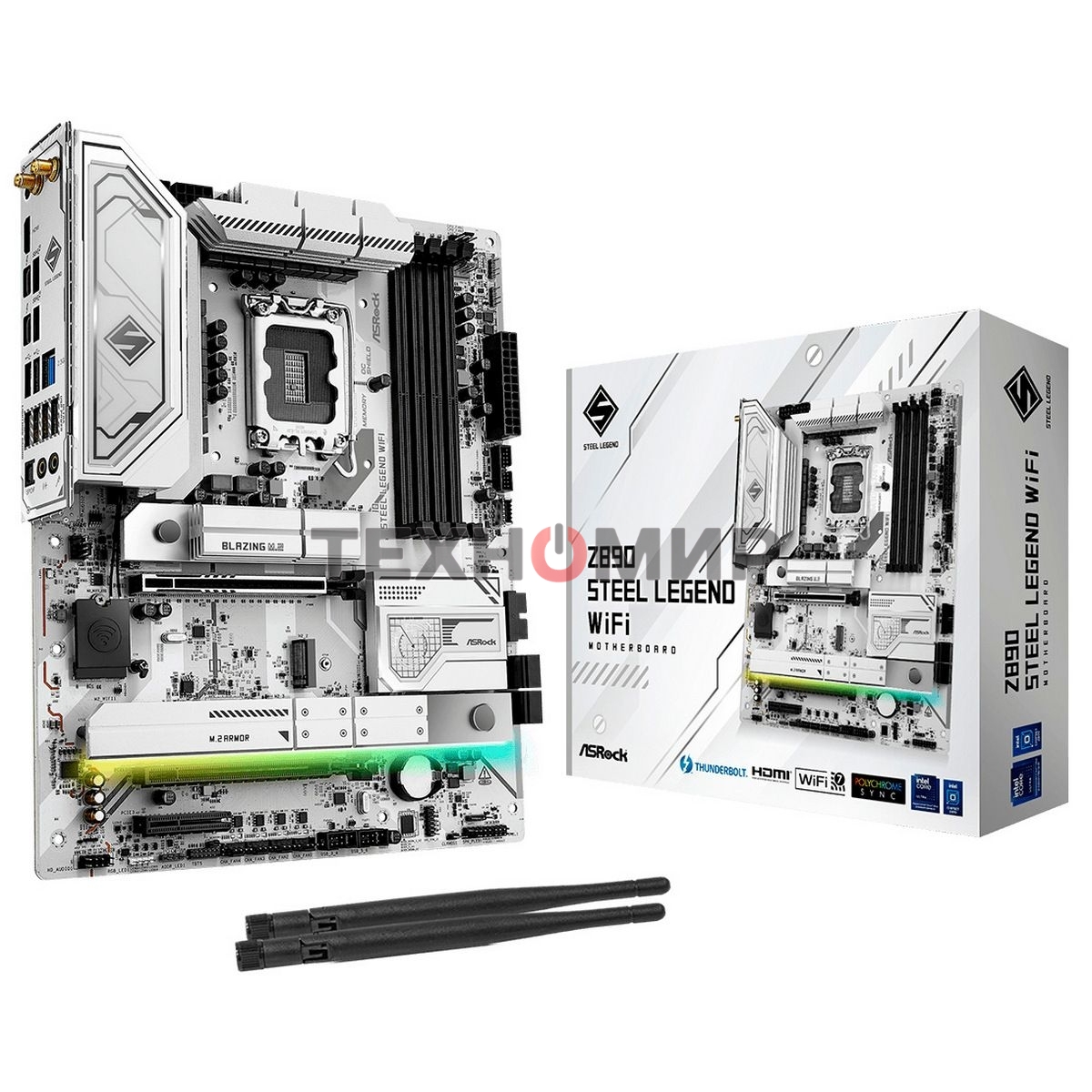 Материнская плата ASRock Z890 Steel Legend WiFi, Intel Z890, 4x4x M.2, 2x PCI-E x16, 1x PCI-E x4, 1x D-Sub нет, 1x HDMI есть, 1x DVI нет, 1x DP нет, 1x 2.5Gb LAN, Wi-Fi 802.11be, BT есть, 2x USB-C. 2x USB 2.0, 4x USB 3.2 Gen1, 2x USB 3.2 Gen2, 7.1, ATX
