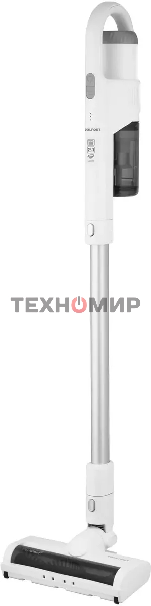 Пылесос вертикальный Coolfort CF-3003 белый, питание от аккумулятора, 260 Вт, уборка сухая, пылесборник 0.5 л, работа от АКБ max 40 мин.