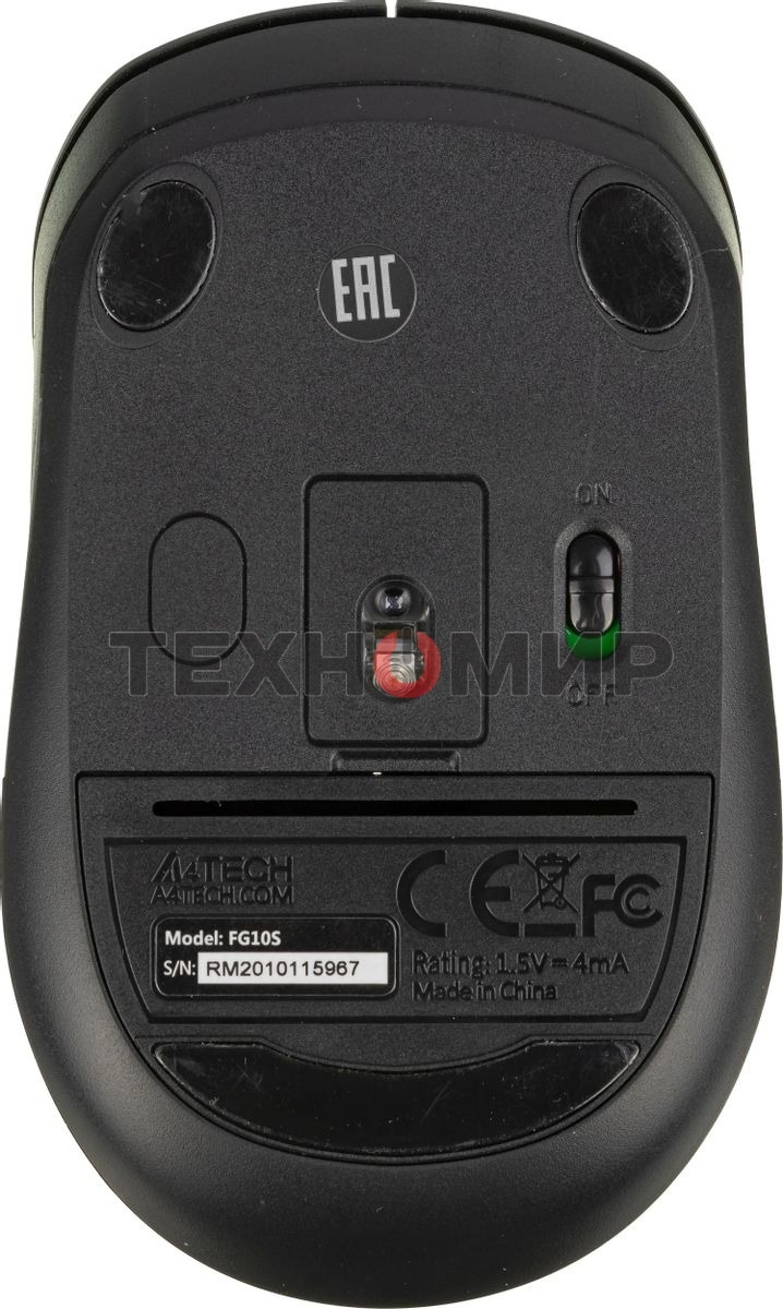 Мышь беспроводная A4Tech Fstyler FG10S черный/серый, 2000 dpi, радиоканал, USB, кнопки - 4